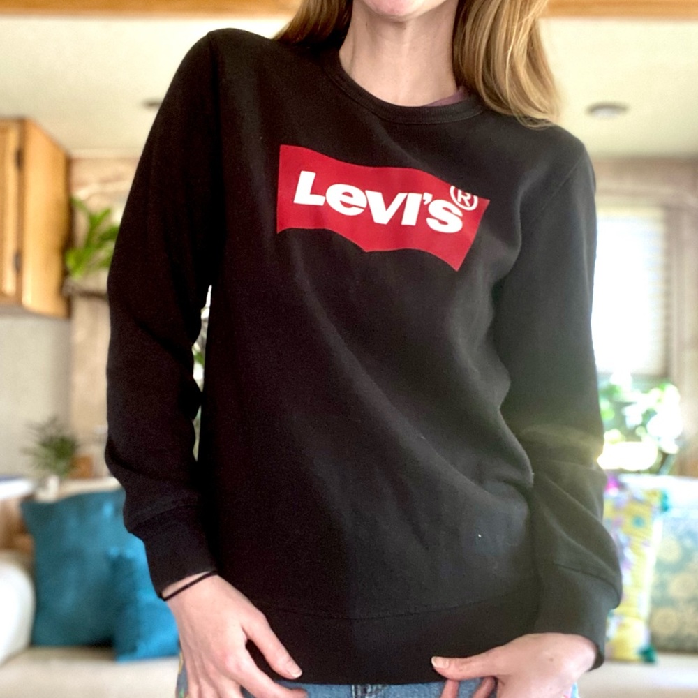 Black Levis Logo Crewneck Sweatshirt Womens Size XS